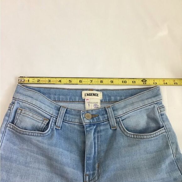 L’AGENCE Blue High Waist Denim Cropped Jeans Size 25 - Picture 7 of 11